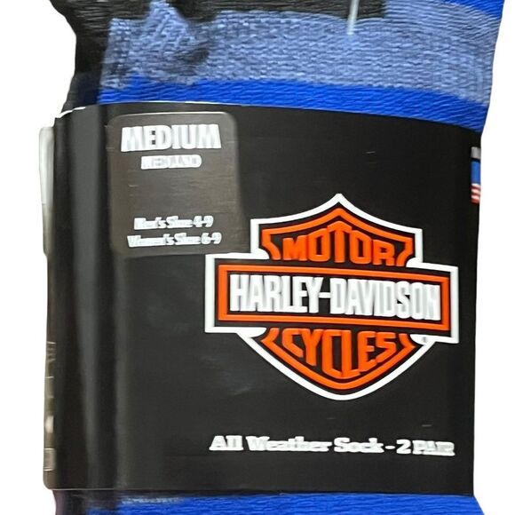 Harley-Davidson Striped Blue and Black Casual Socks - Picture 4 of 6